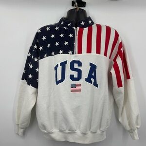 Vintage ESY Sportwear USA Stars/Stripes Sweatshirt Size Large Made in USA (E1)